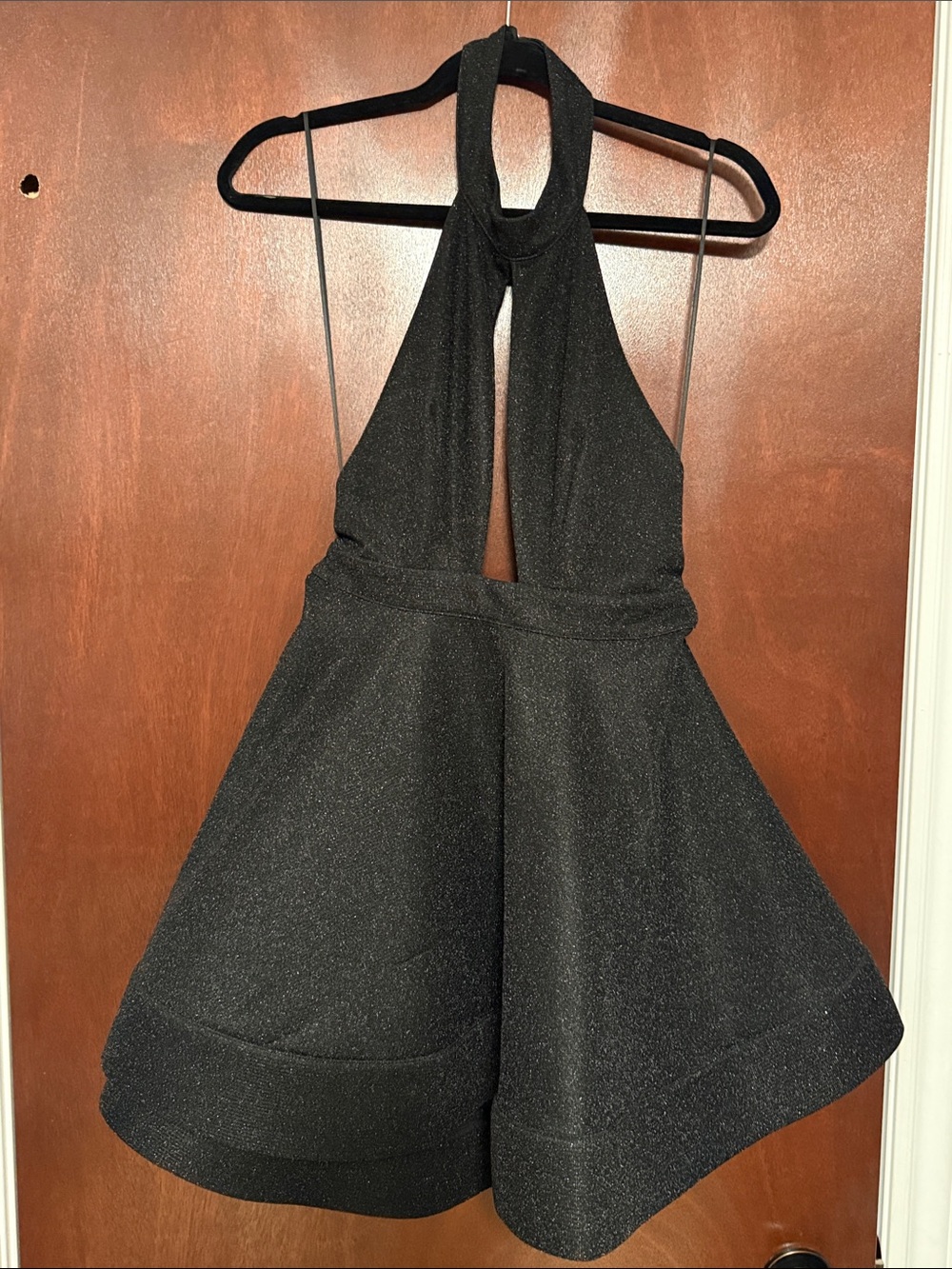 Black Halter Backless Sparkle Dress
